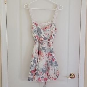Pretty Floral Linen and Crochet Summer Dress Free People